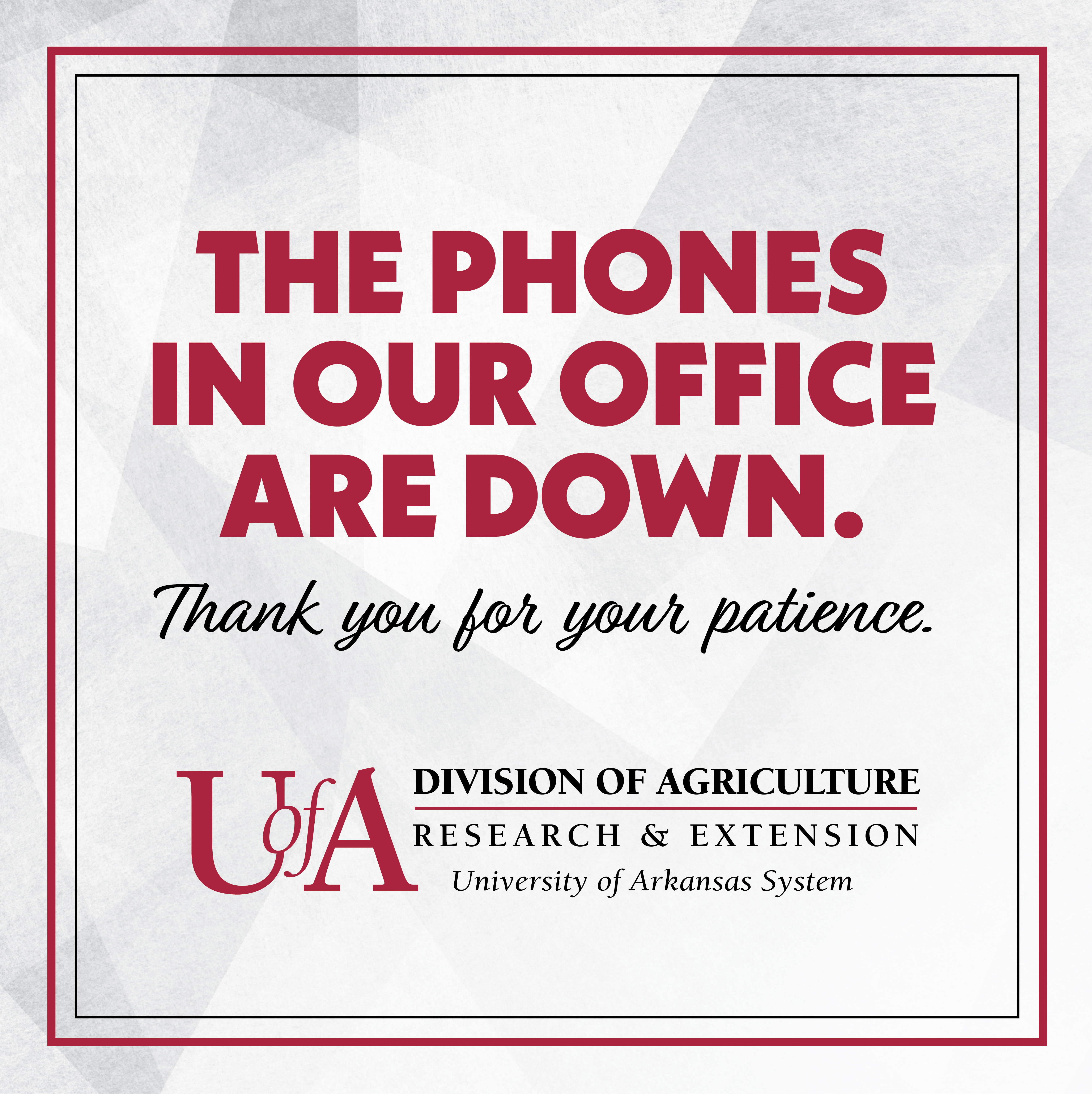 The phones in our office are down