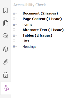 Screenshot of the Accessibility Check Report in Foxit.