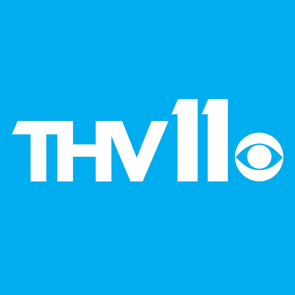 THV 11 logo with sky blue background and white lettering along with CBS eye logo